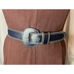belt navy white stitching mod vintage